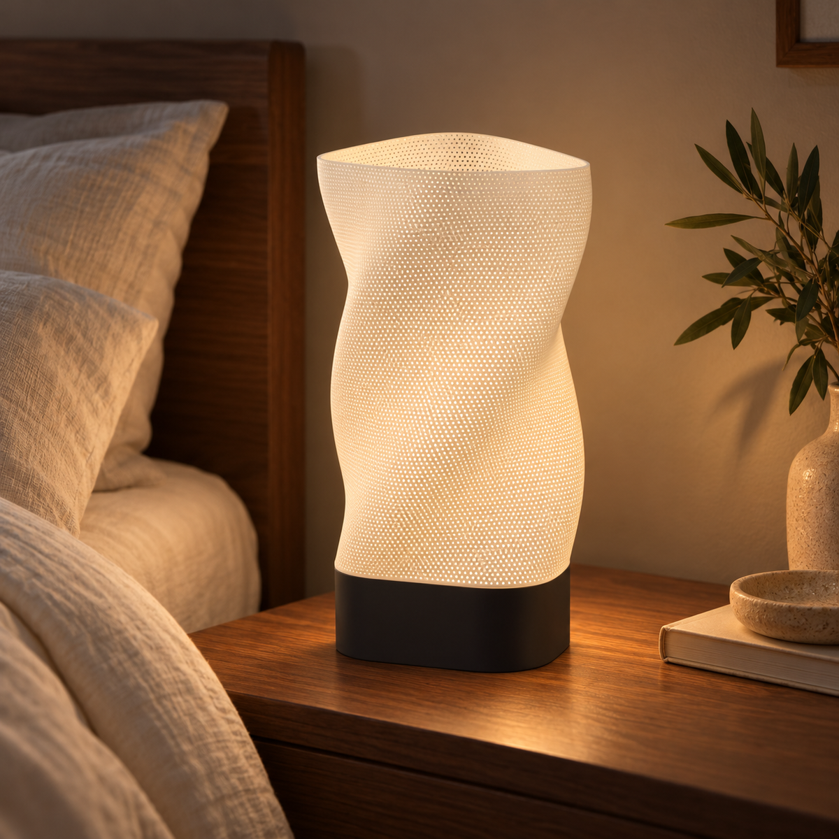 GLÄNTA - bordslampa med böljande form